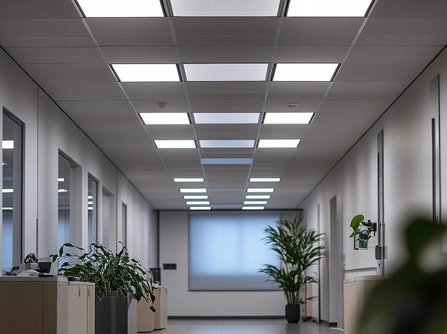 Office corridor with 2x2 LED panels